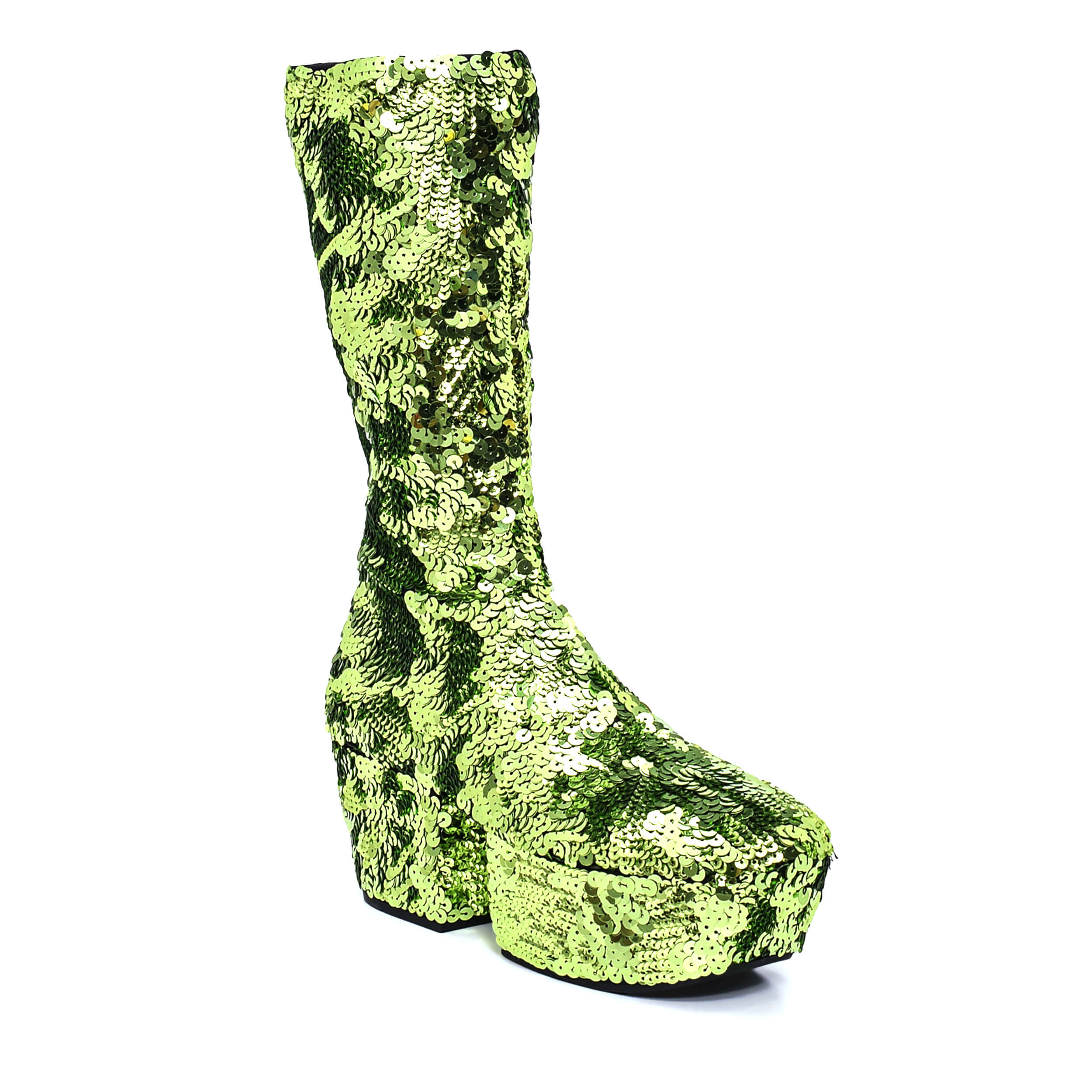 Prada - Green Sequin Platform Boots FW2021 Runway / 38